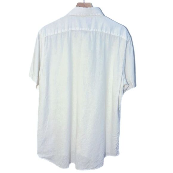 Saks Fifth Avenue White Linen Classic Fit Short Sleeve Men XL Button Down Shirt. - Picture 2 of 11